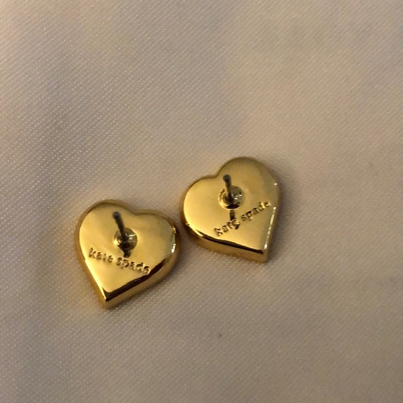 Kate Spade Gold Tone Take Heart Red Enamel & Clear CZ Heart Stud Earrings NWT - Picture 12 of 14